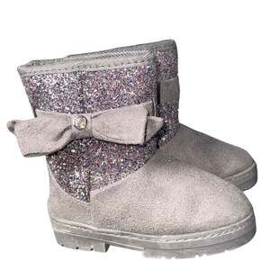 Bebe Girls Glitter Bow Winter Boots Size 8